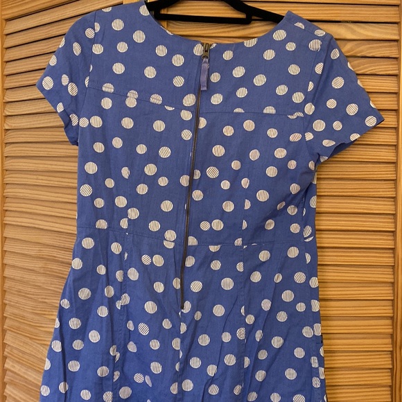 Cheerful blue cotton dress. A bit retro looking. - Picture 4 of 5